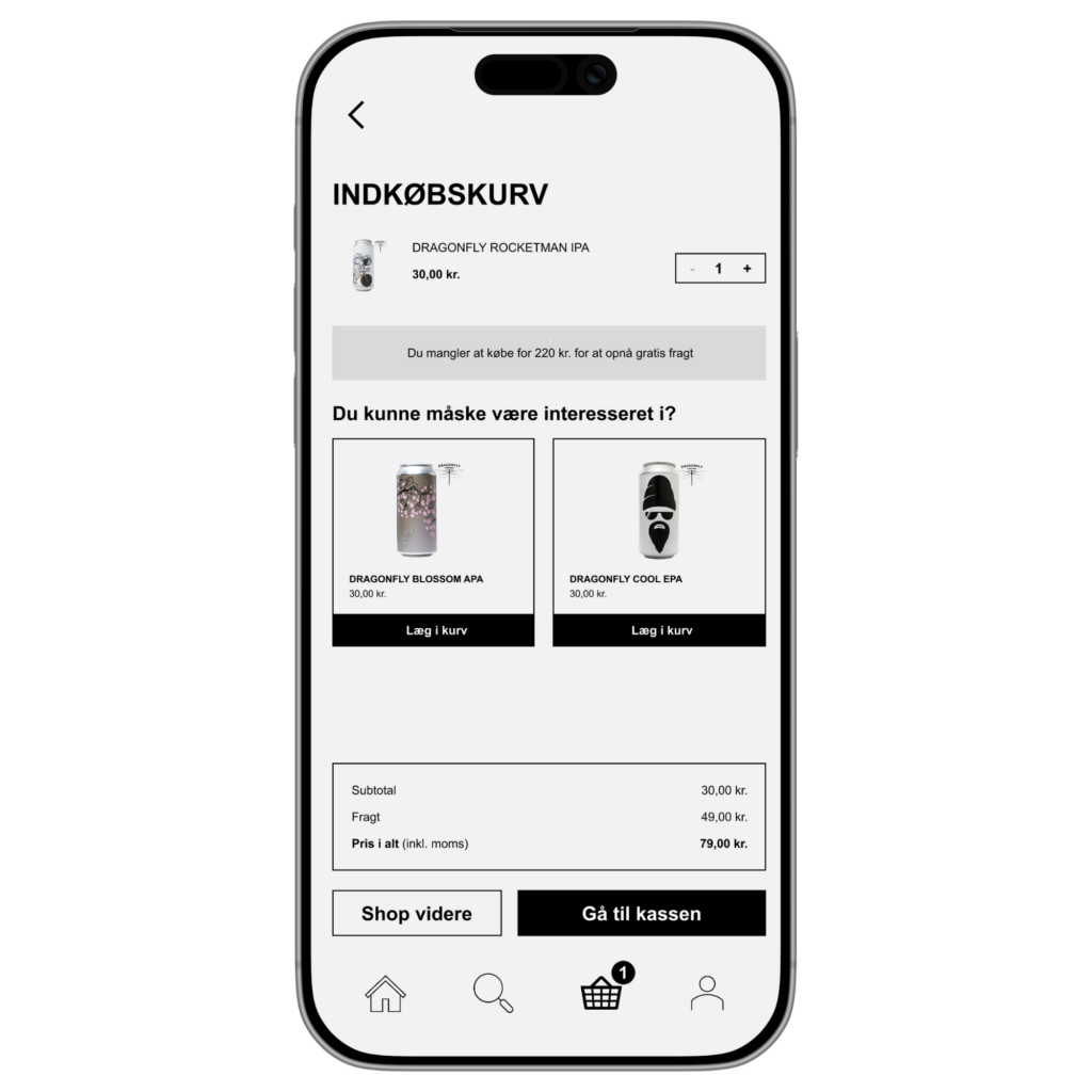 Shopping cart with suggestions for related products.